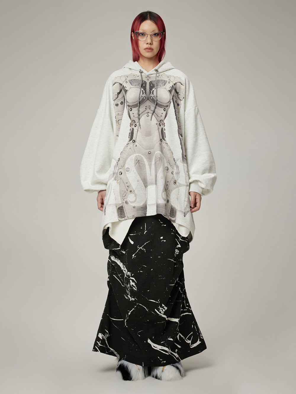 MUKTANK  AI Robot Printed Oversize Unisex Hoodie