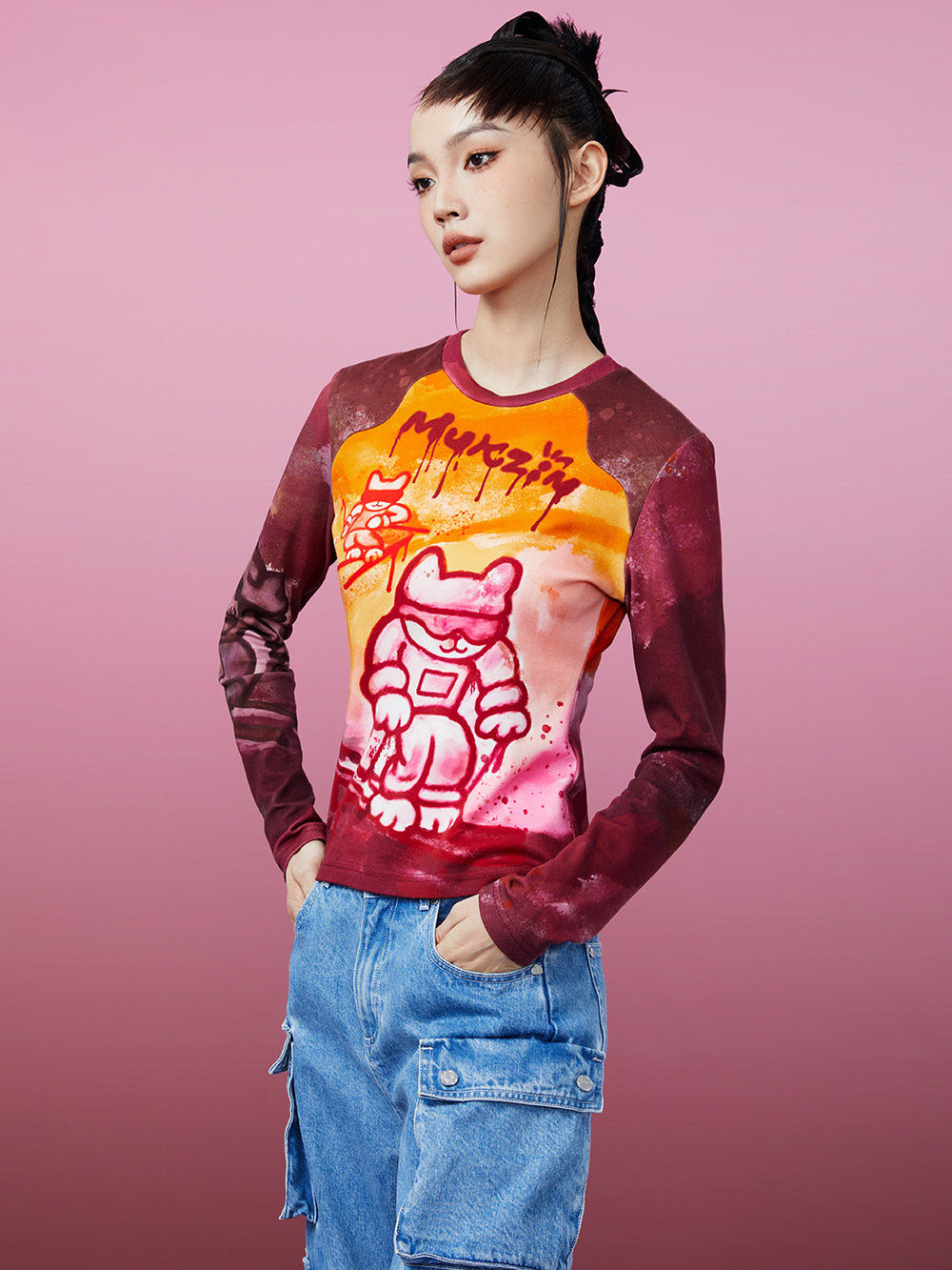 MUKZIN Slim Fit Printed Retro Original Classic Bottoming Shirt
