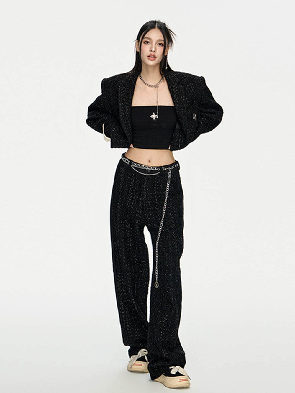MUKTANK x ARDENCODE W IMPRINT Spliced Woollen Wide Leg Pants