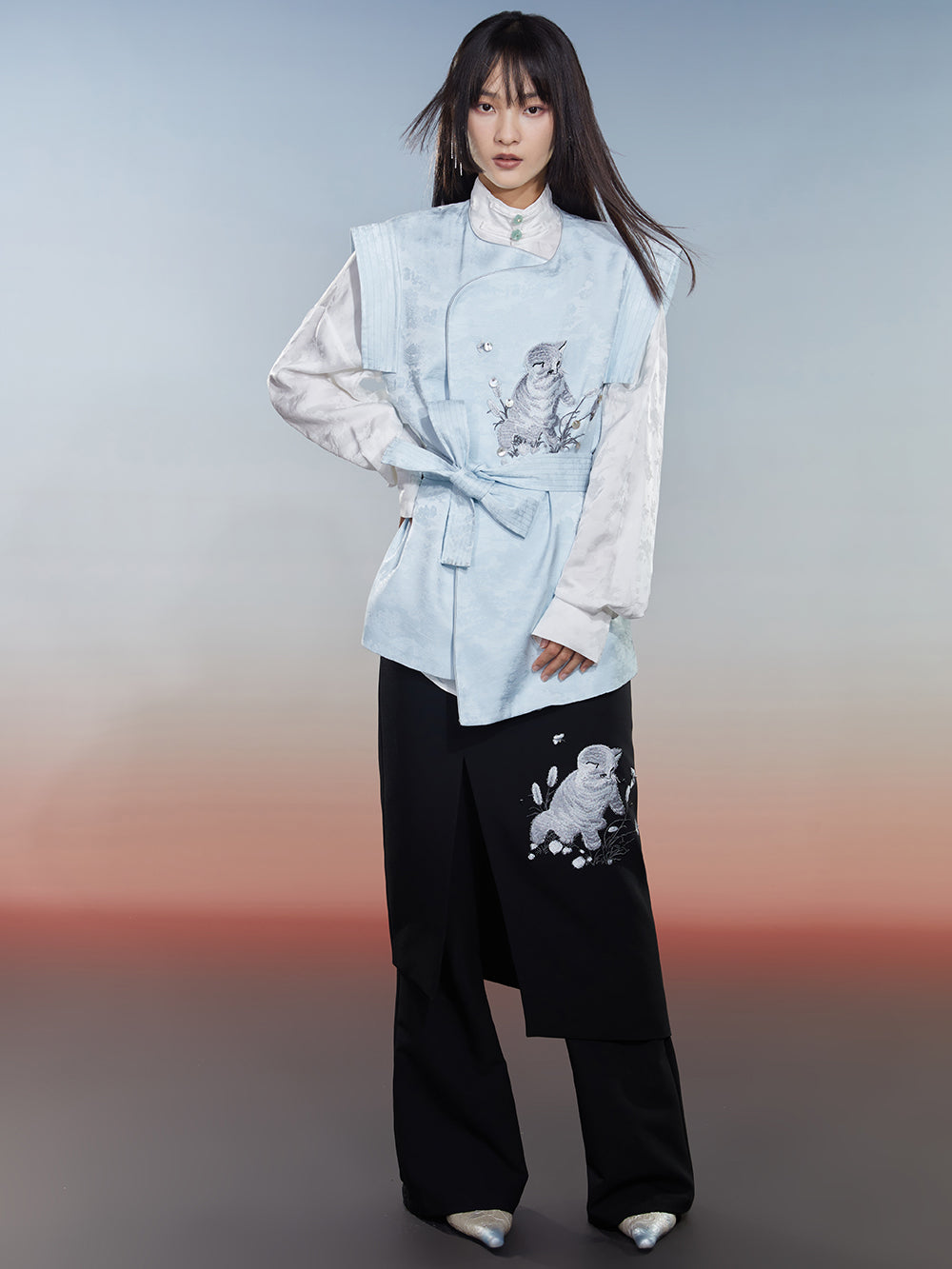 MUKZIN New Light Blue New Chinese Style Retro Vest