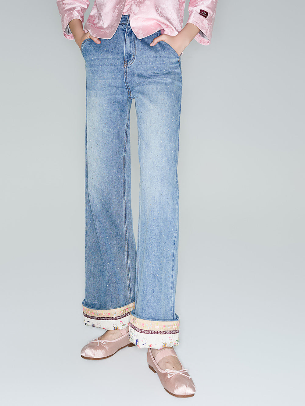 MUKZIN Lilong "Young Travel" Slimming Patchwork Straight-Leg Jeans