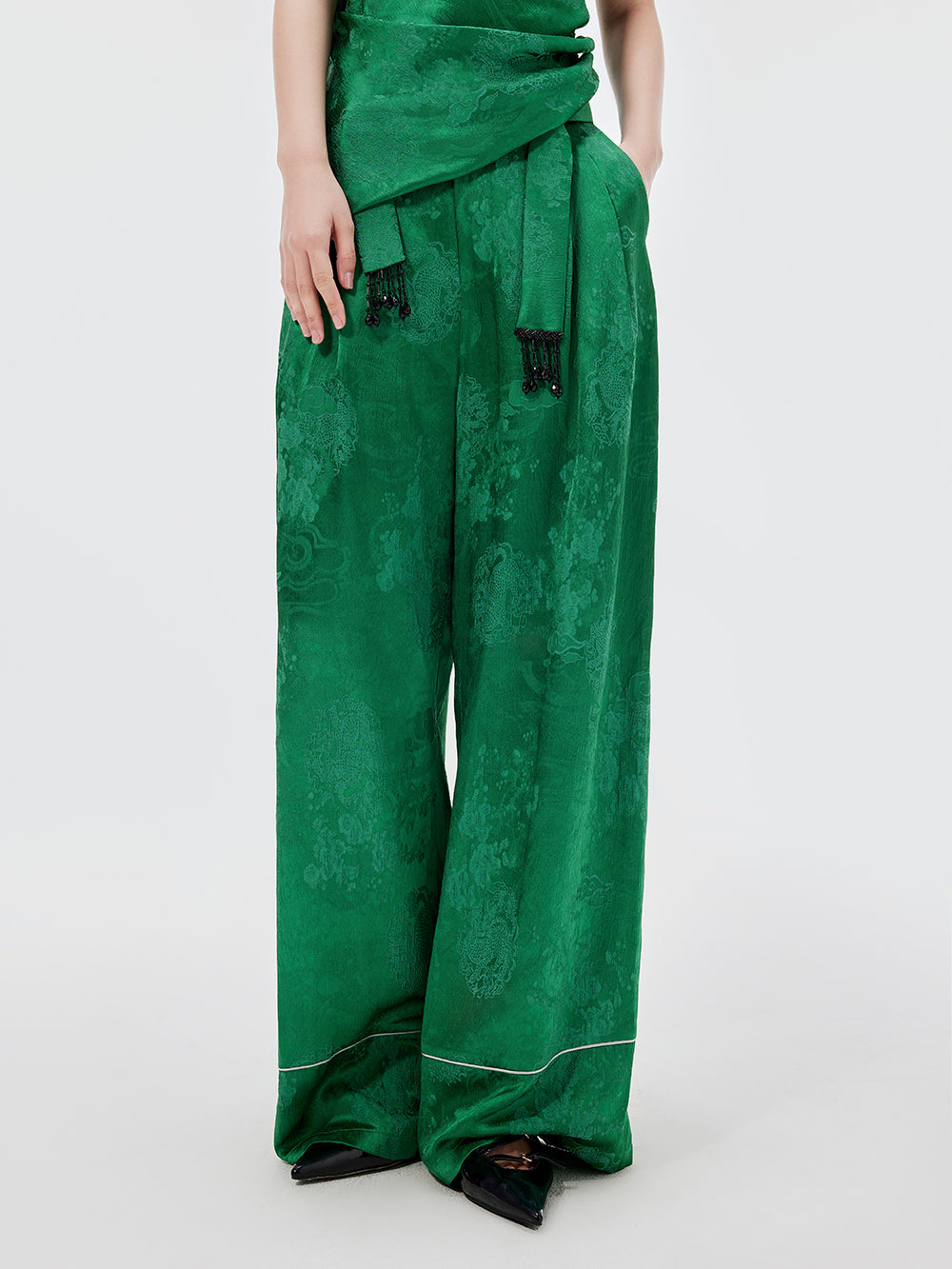 MUKZIN Sexy Suspender Jacquard Pants Suit Two-piece Set