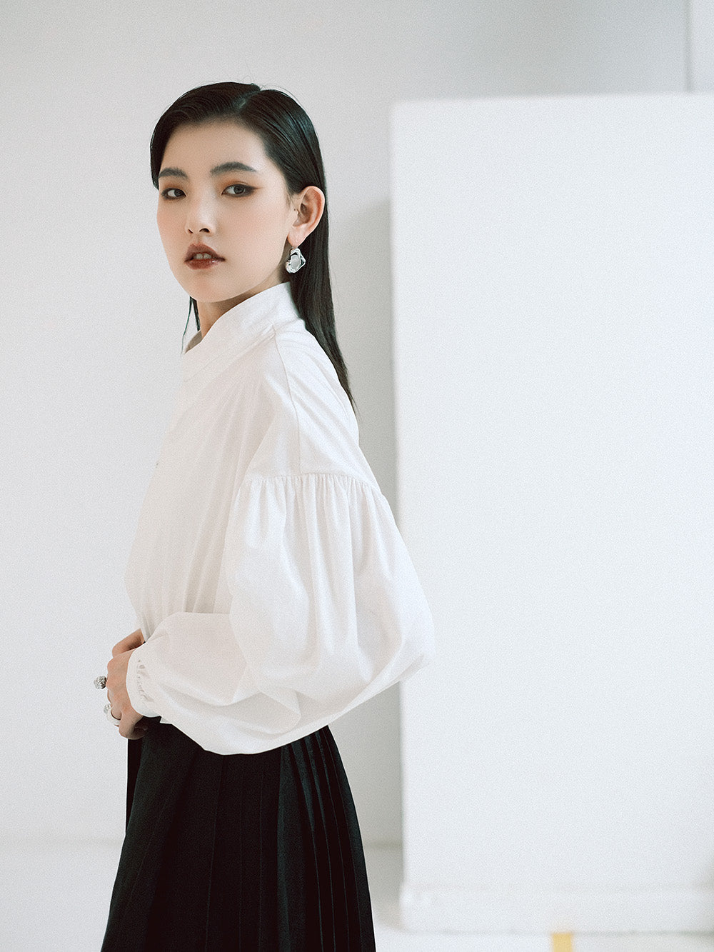 MUKZIN Linglong "White Jade" New Chinese-Style Button-Up Collar Loose Tang Dynasty-Inspired Shirt