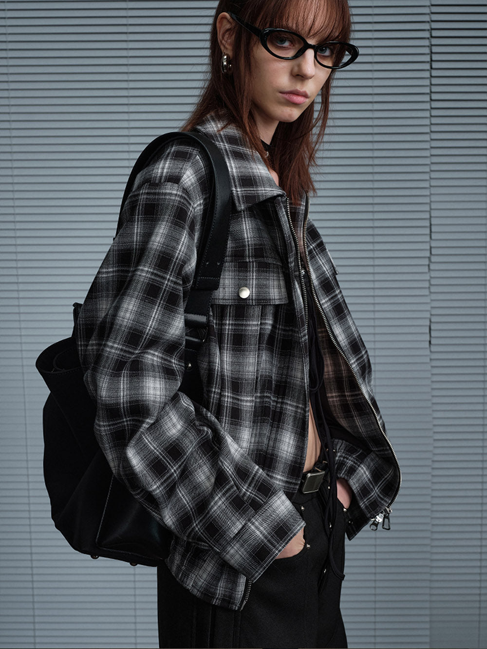 MUKTANK X MODULER Checkered Biker Jacket