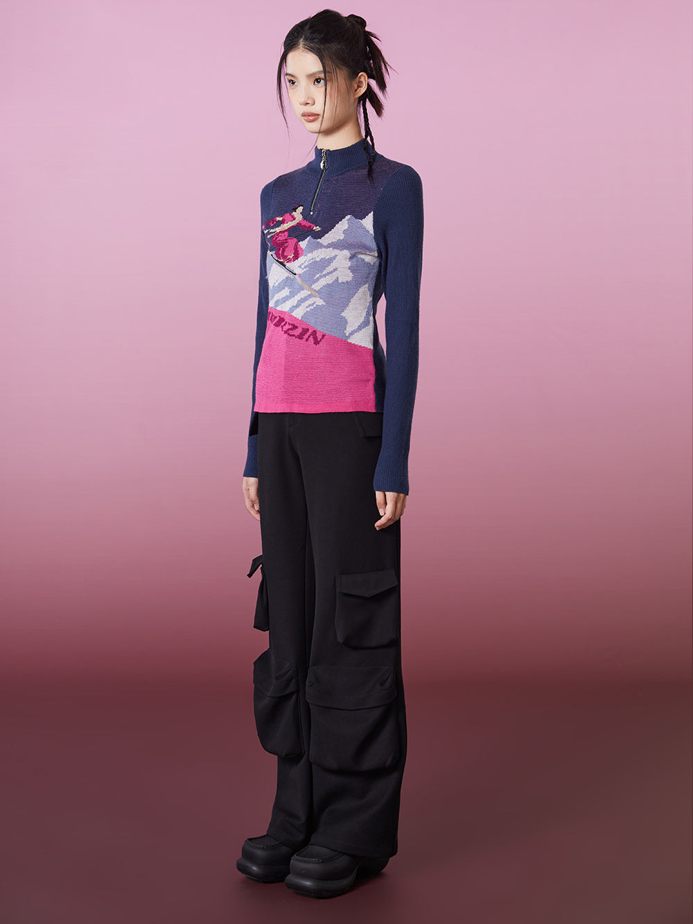 MUKZIN Skiing Women Color Blocking Knited Base Shirt