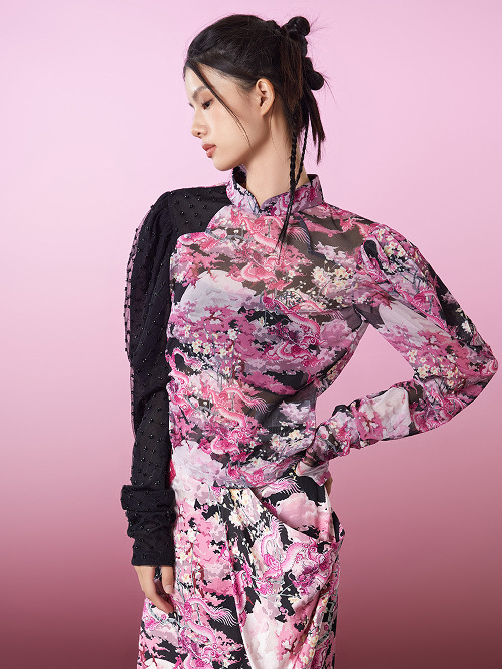 MUKZIN Puff Sleeve Printed Comfortable Slim Fit Bottoming Undeshirt