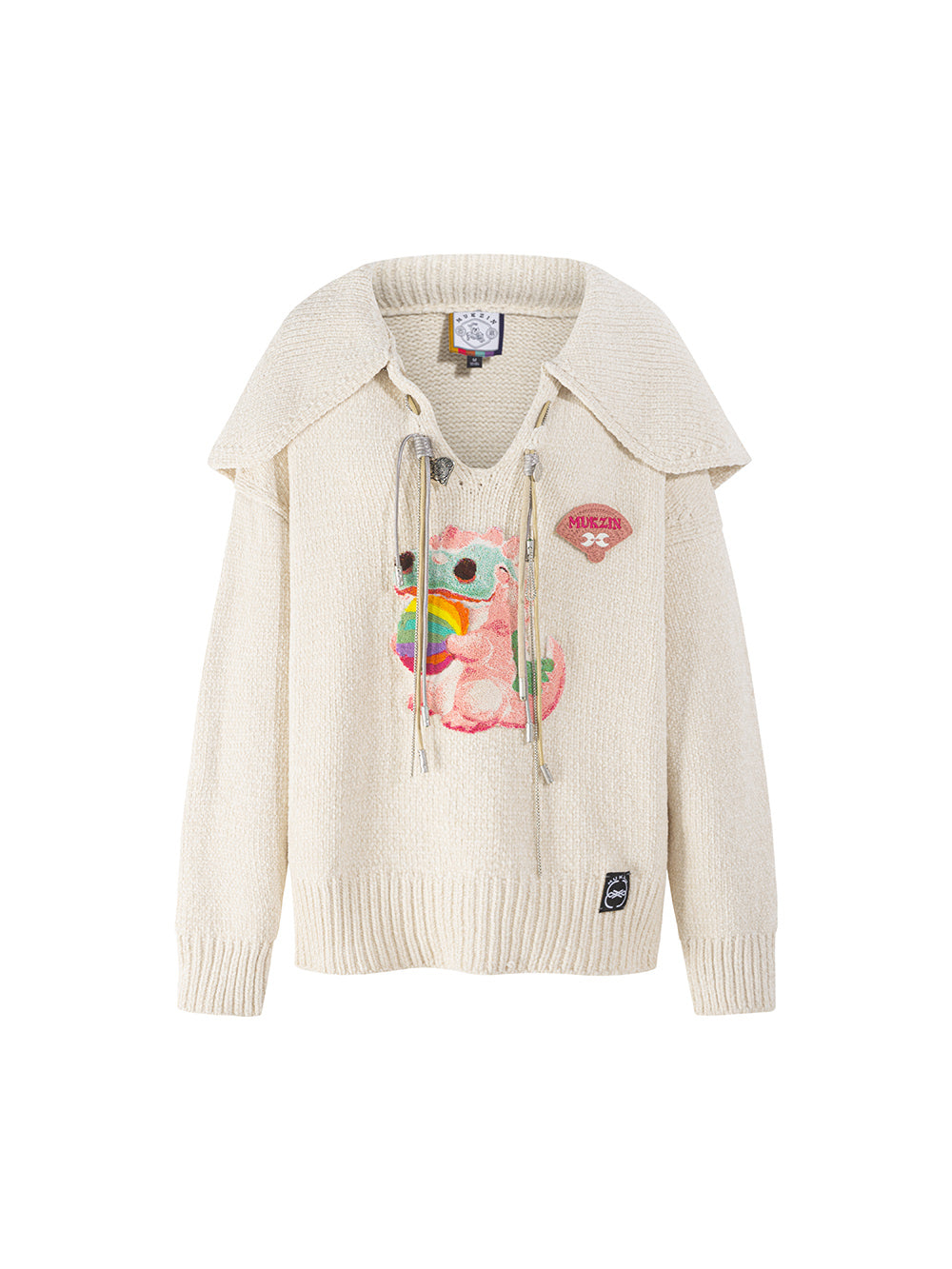 MUKZIN Cute off-white Campus Style Versatile High-quality Ssweater Lapels