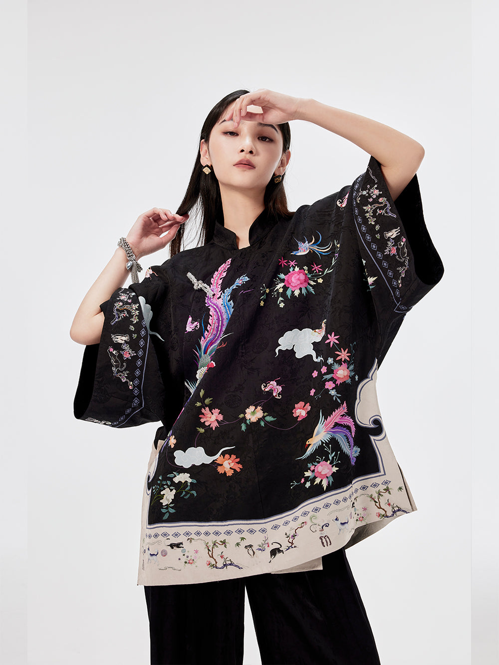 MUKZIN Animal Print Cheongsam Shirt