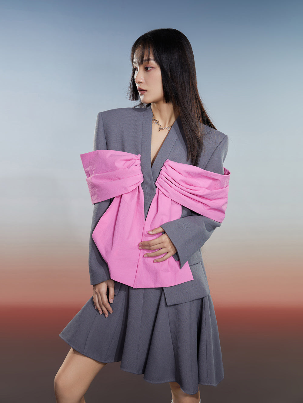 MUKZIN New Arrival Stitching Eye-catching Fashionable Versatile Suit