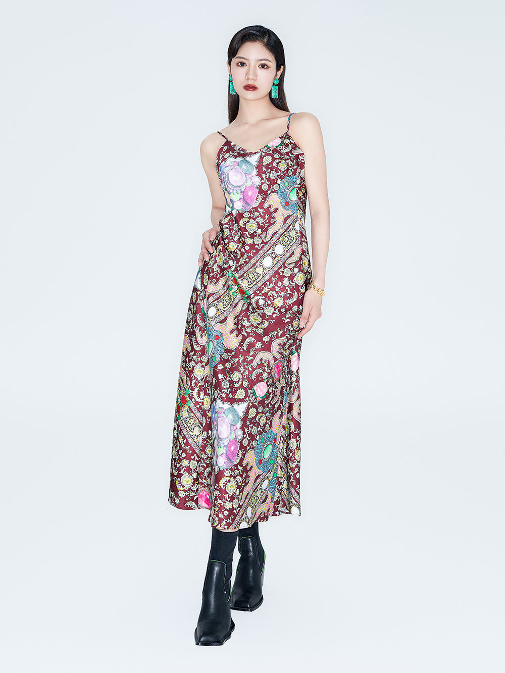 MUKIZN Linglong Printed Sexy Strap Dress