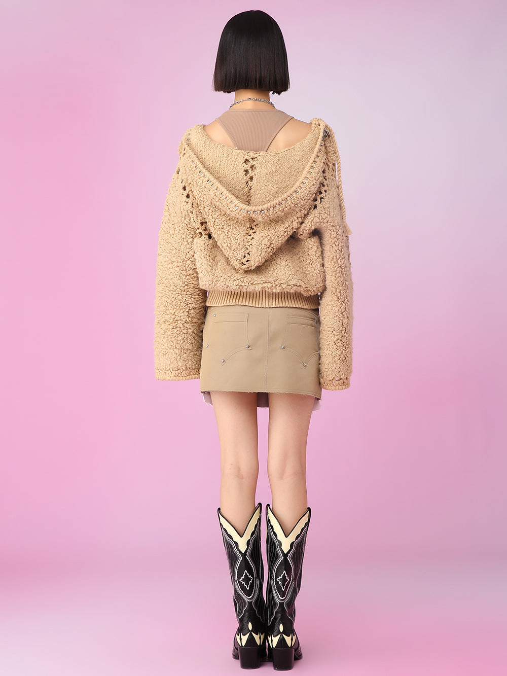 MUKZIN Hollow Design Khaki Popular All-match Cardigan
