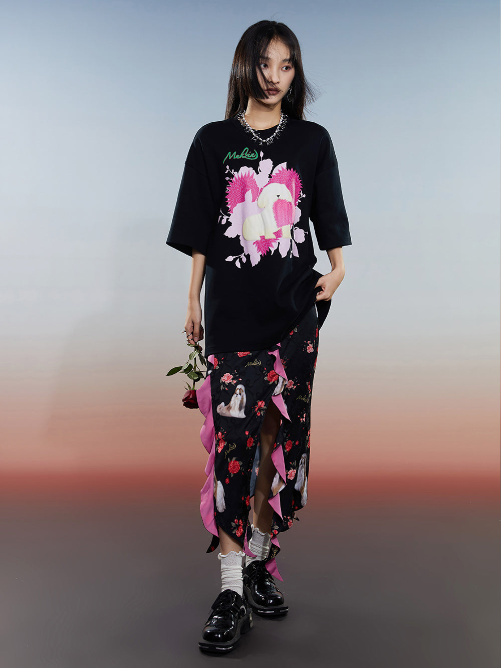 MUKZIN 2-Color Loose Casual Cute Printed T-shirt