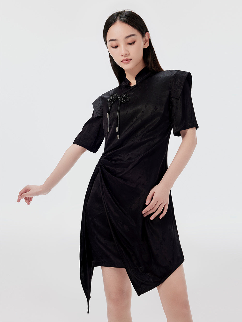 MUKZIN Retro Printed Waist Design Cheongsam Dress