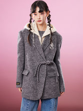 MUKZIN Gray/Pink Lively Double-faced Woolen Coat