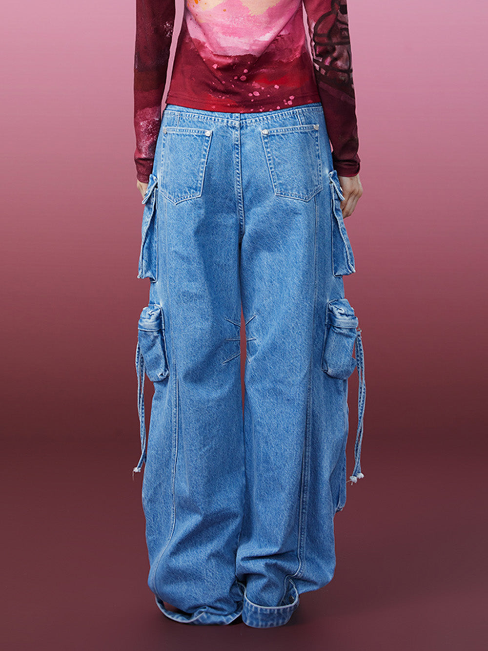 MUKZIN Multiple Pockets Wide Leg Jeans