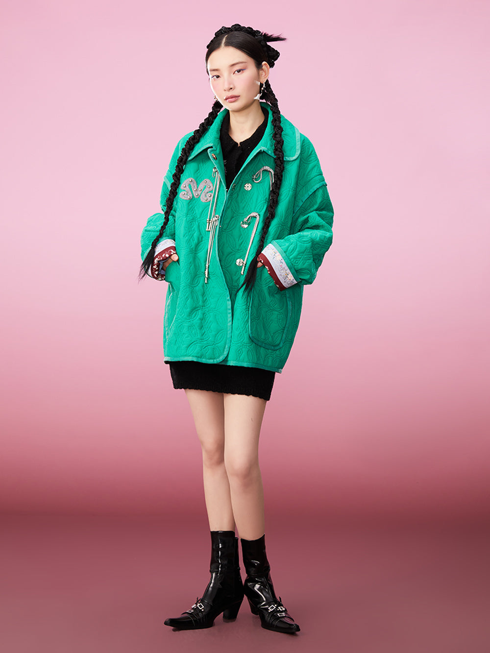 MUKZIN Chinese Costume Elements Green Quilted Jacket