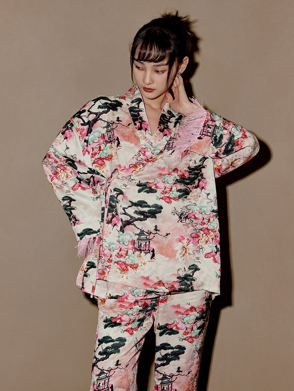 MUKZIN New Pajama Set Retro Style Print Comfortable+Socks