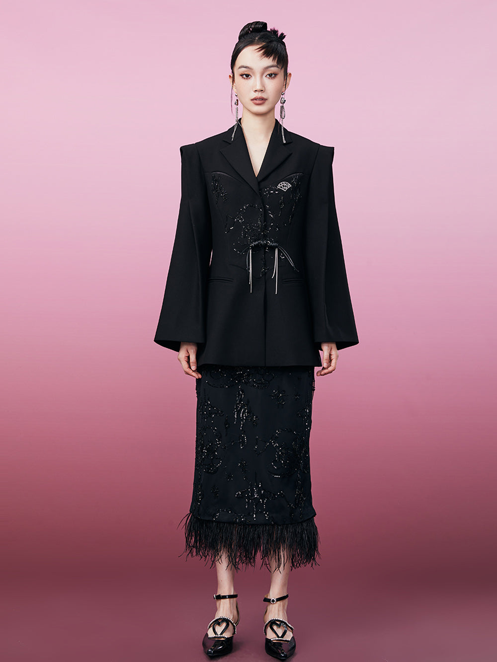 MUKZIN Sequined Black High-quality Suit
