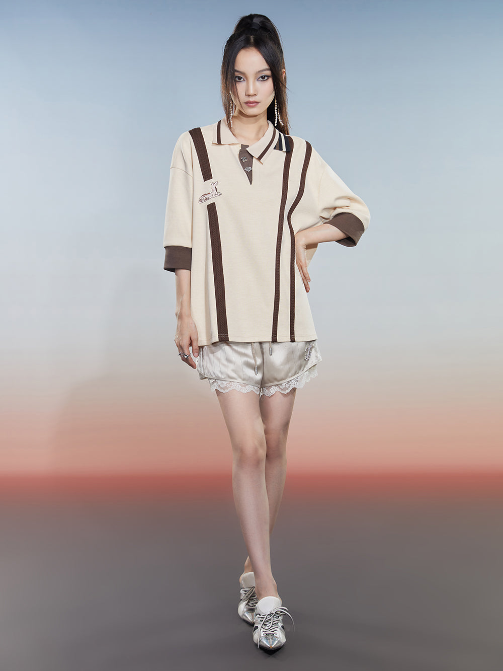 MUKZIN Casual Color Block Versatile College Style T-shirt