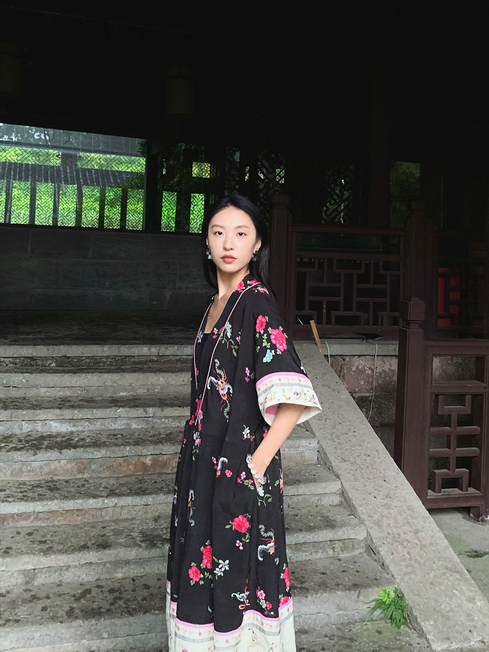 MUKZIN Black New Chinese Style Loose Dress