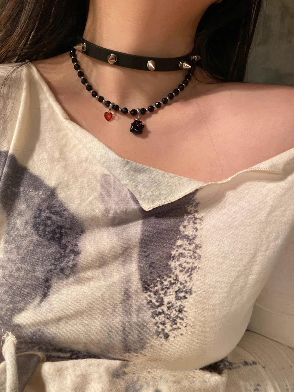 MUKTANK X WHITEHOLE Demon Little Ghost Unique Beaded Necklace