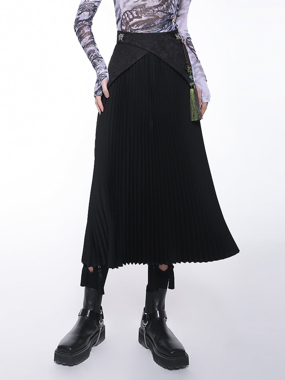 MUKTANK×CUUDICLAB Modified Song-style Pleated Skirts
