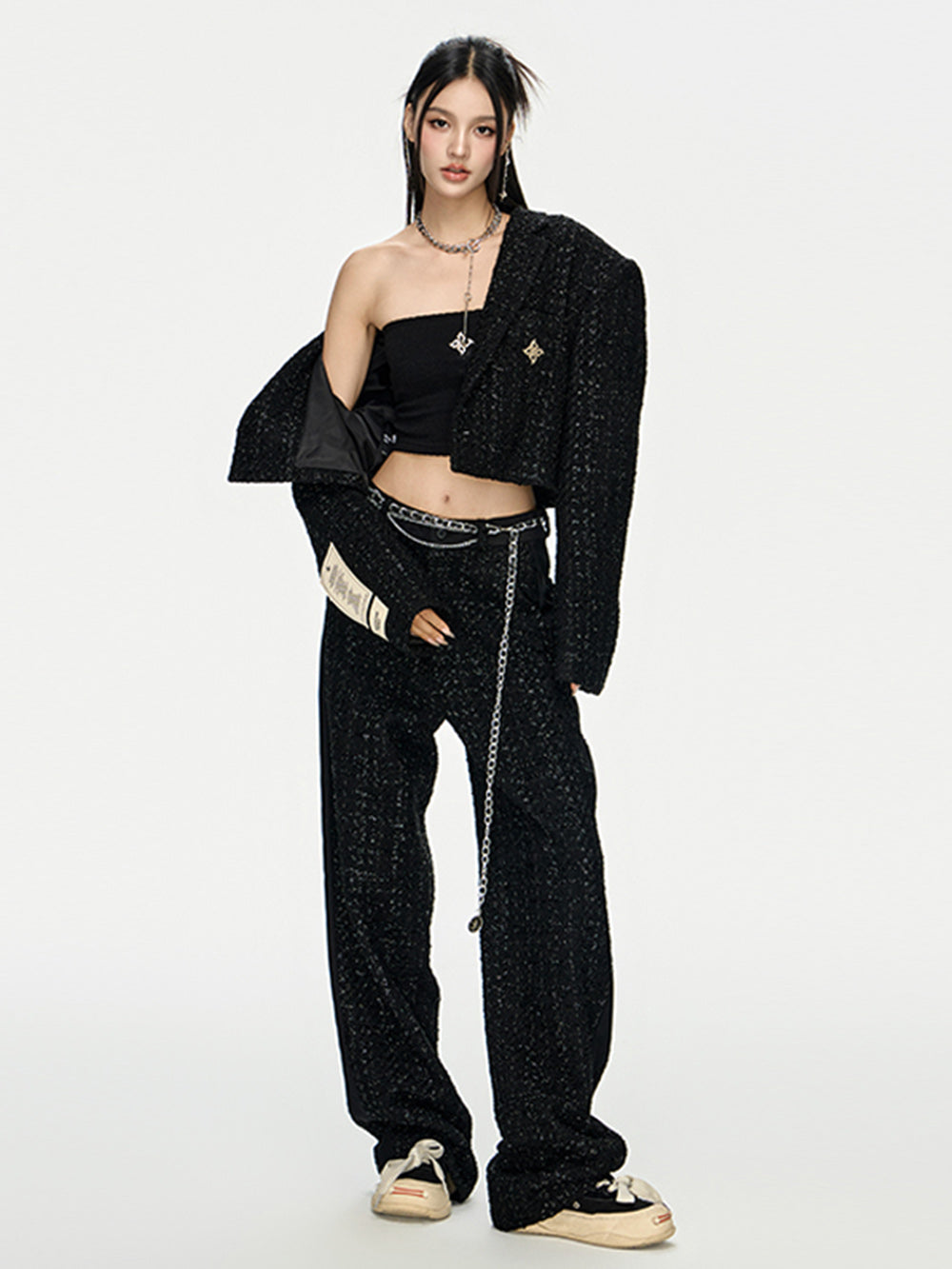 MUKTANK x ARDENCODE W IMPRINT Spliced Woollen Wide Leg Pants