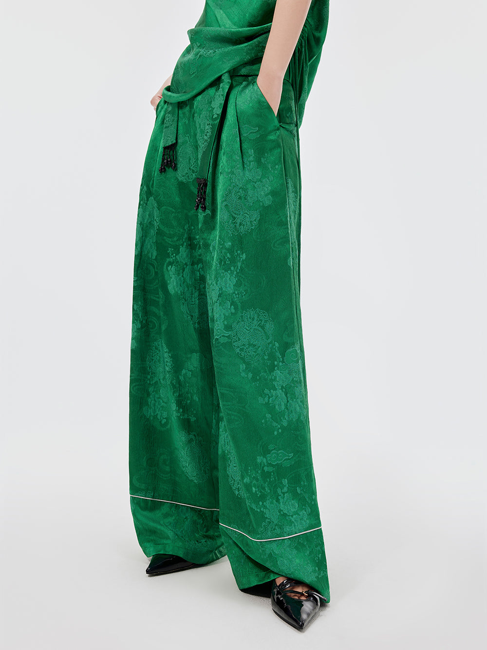 MUKZIN Sexy Suspender Jacquard Pants Suit Two-piece Set