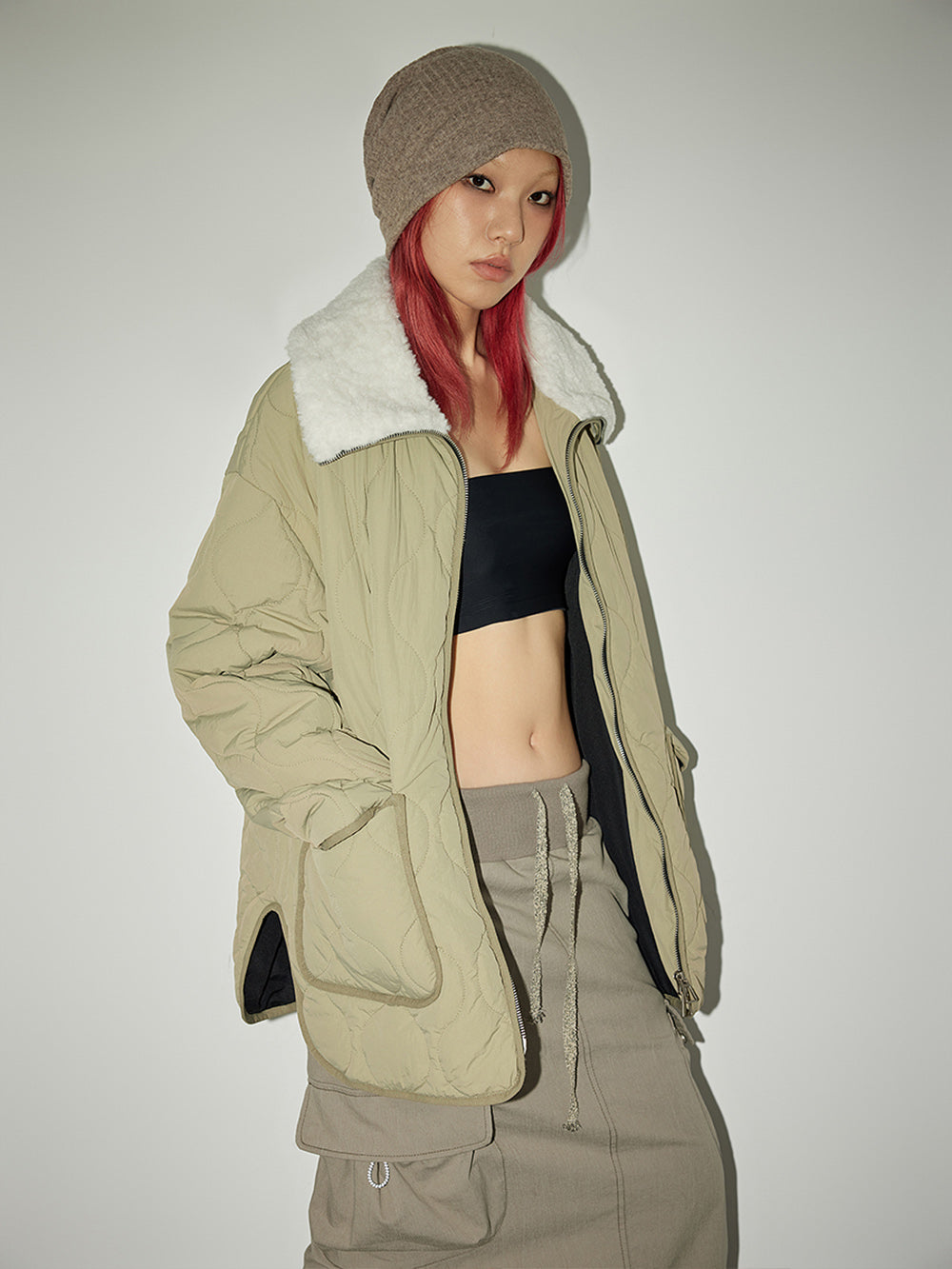 MUKTANK Lapel Quilted Jacket