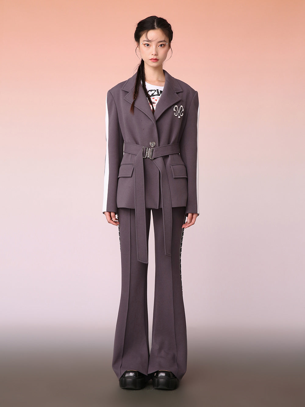 MUKZIN Spliced Casual Gray Versatile Bell Bottoms