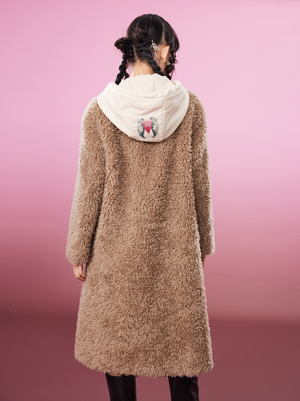 MUKZIN Straight Light Brown Lambswool Coat