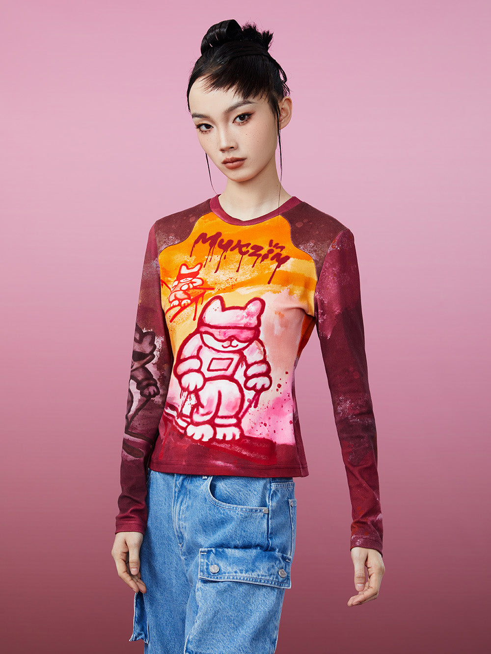 MUKZIN Slim Fit Printed Retro Original Classic Bottoming Shirt
