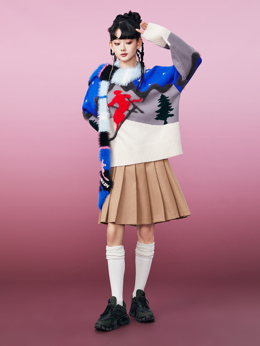 MUKZIN Skiing Women Blue Knited Sweater