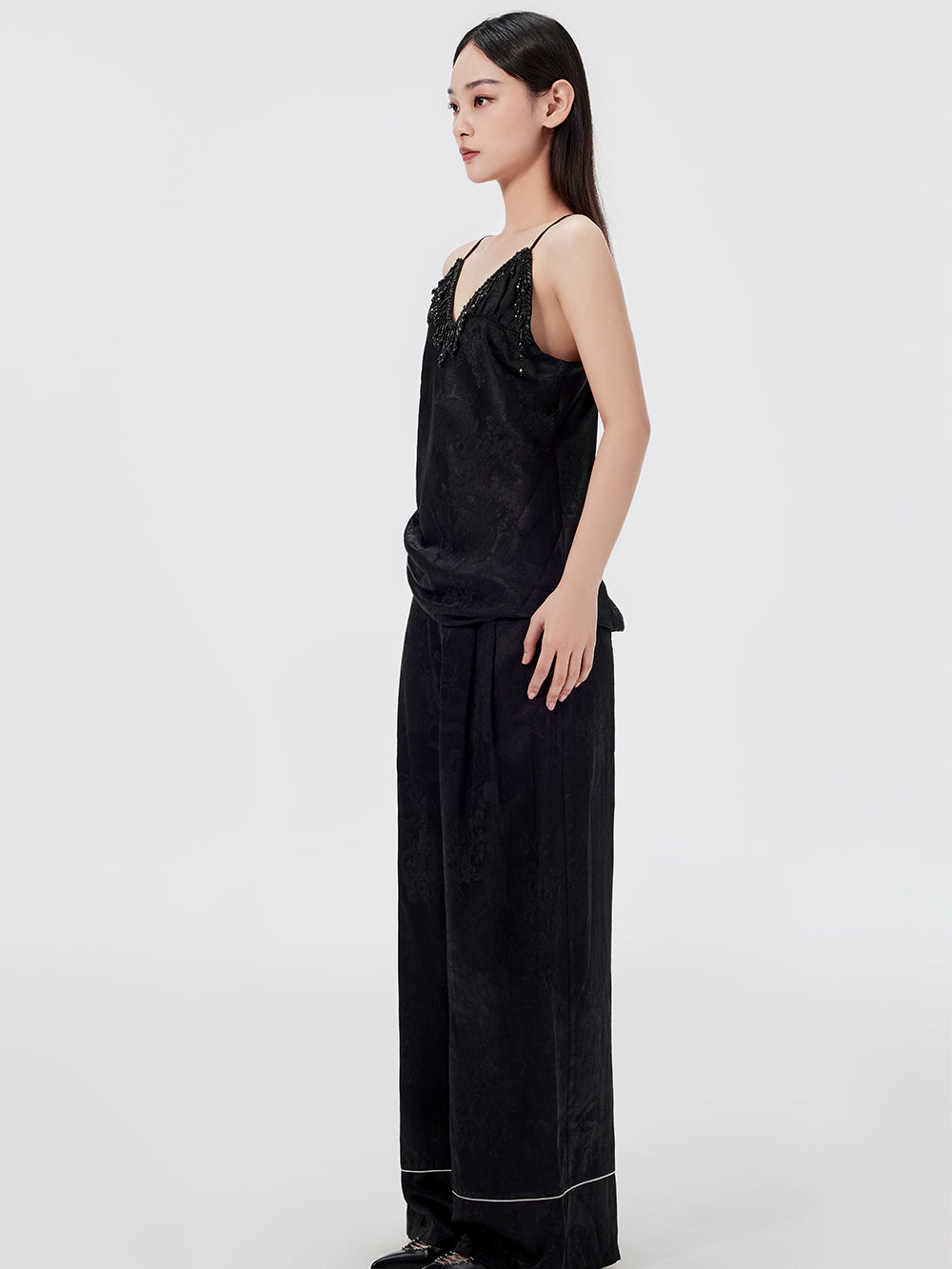 MUKZIN Sexy Suspender Jacquard Pants Suit Two-piece Set