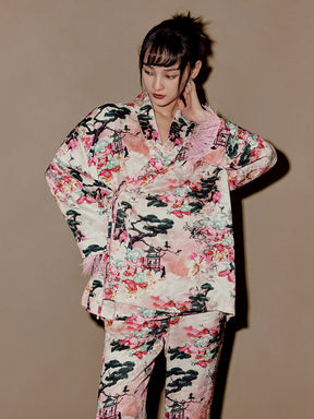 MUKZIN New Pajama Set Retro Style Print Comfortable