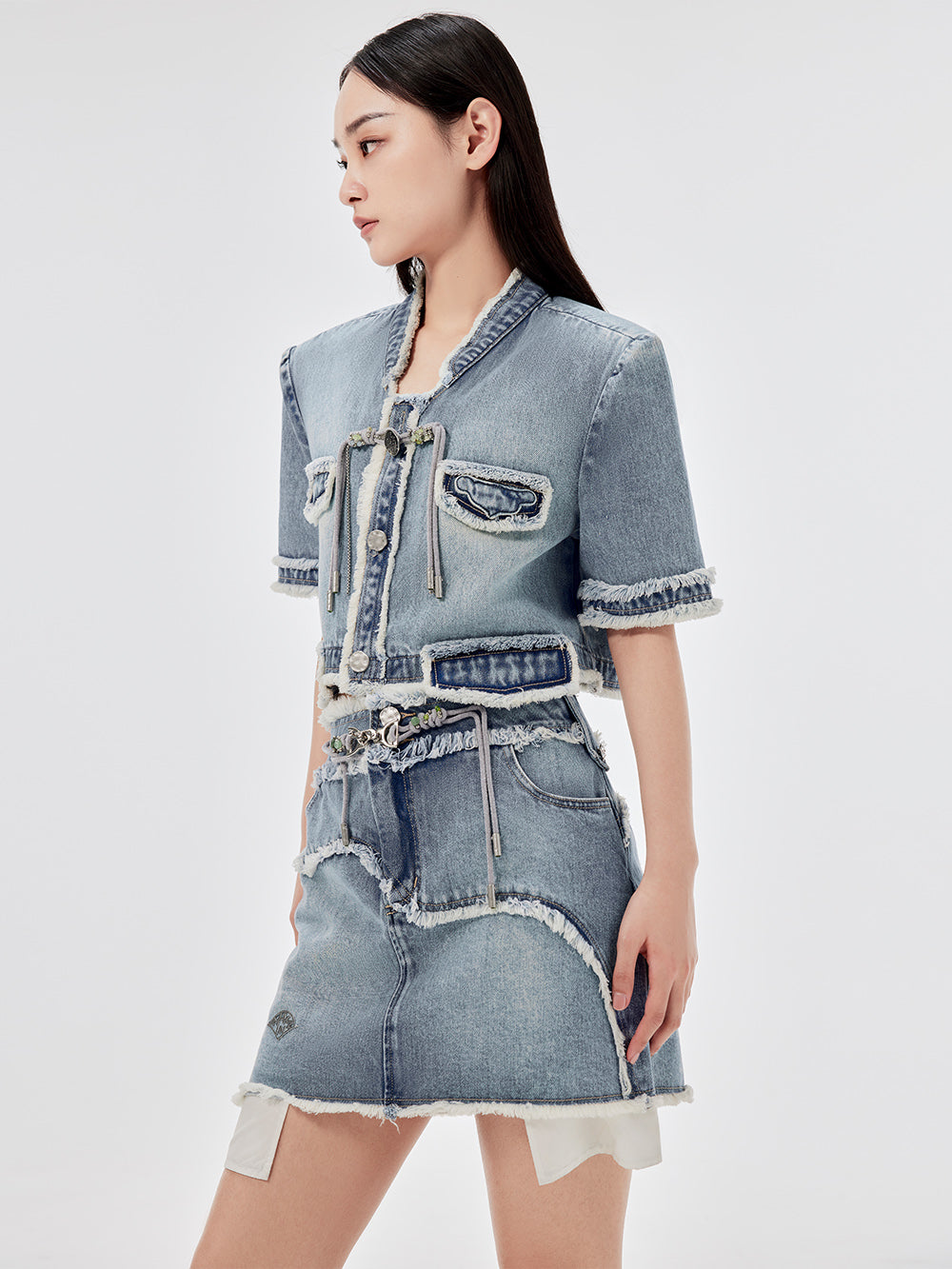 MUKZIN Vintage Denim Short Sleeve Jacket
