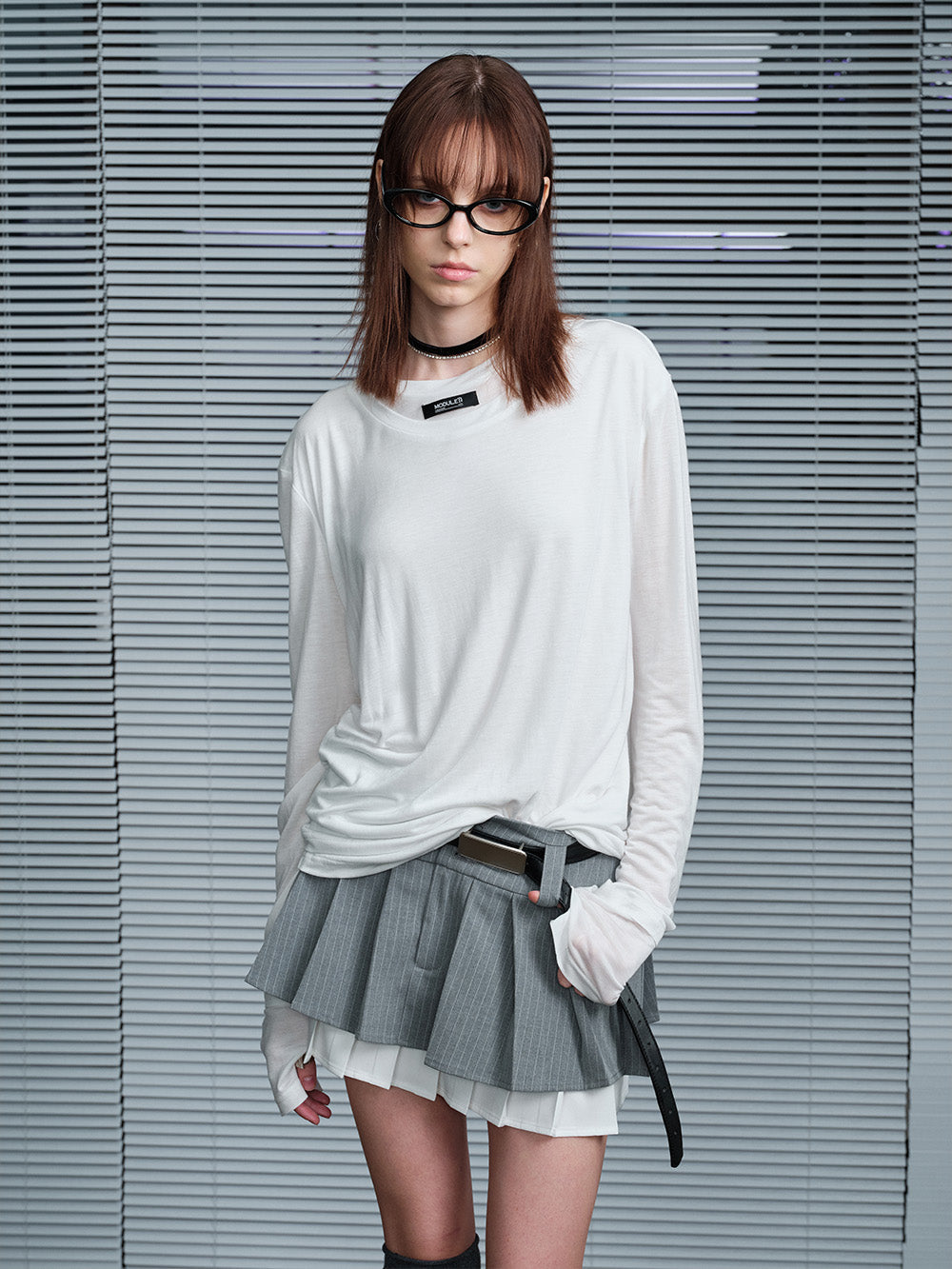 MUKTANK X MODULER Silk-like Faux Two-piece Long Sleeve T-shirt