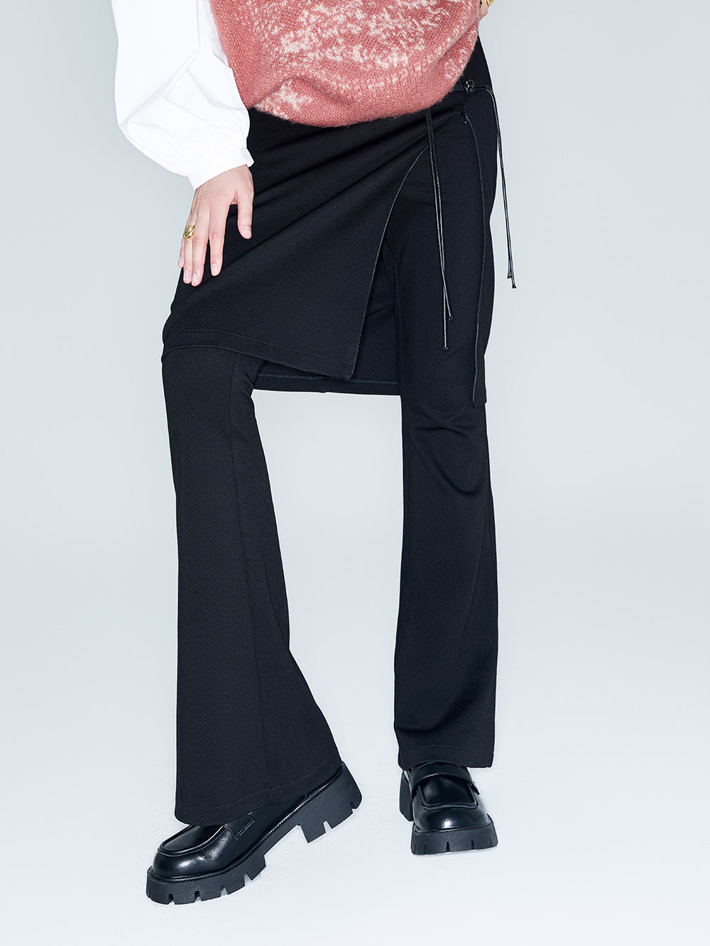 MUKZIN Linglong "Shadow" Chinese Retro Fake Two-Piece Bell-bottom Pants