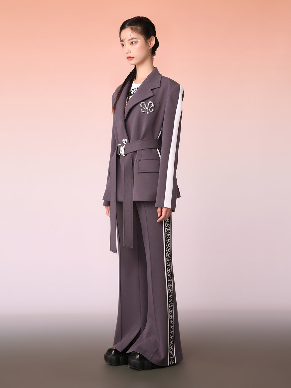 MUKZIN Spliced Casual Gray Versatile Bell Bottoms