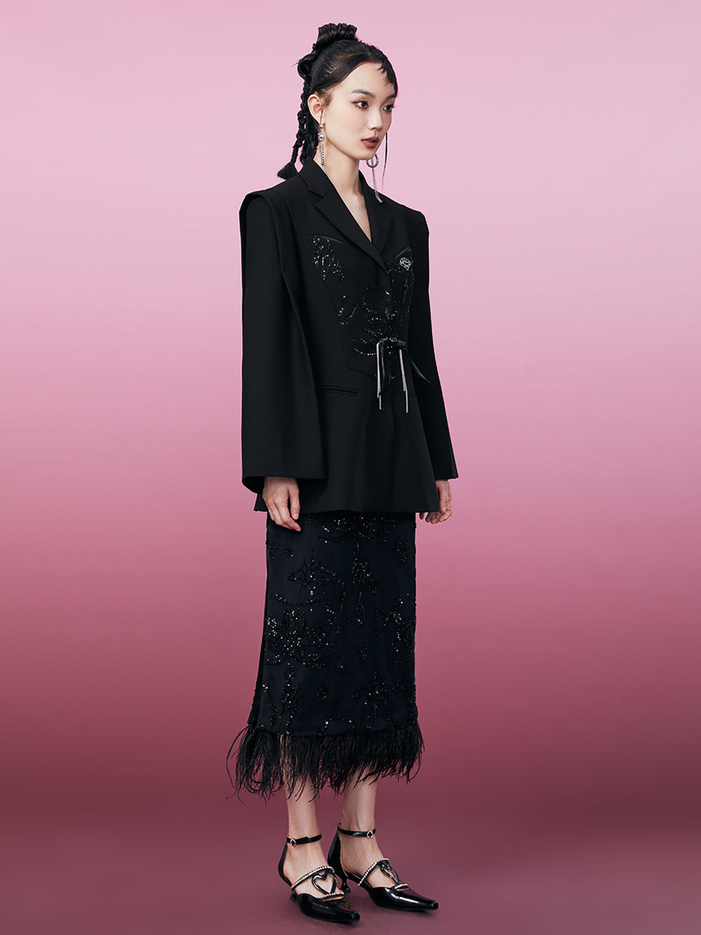 MUKZIN Sequined Black High-quality Suit