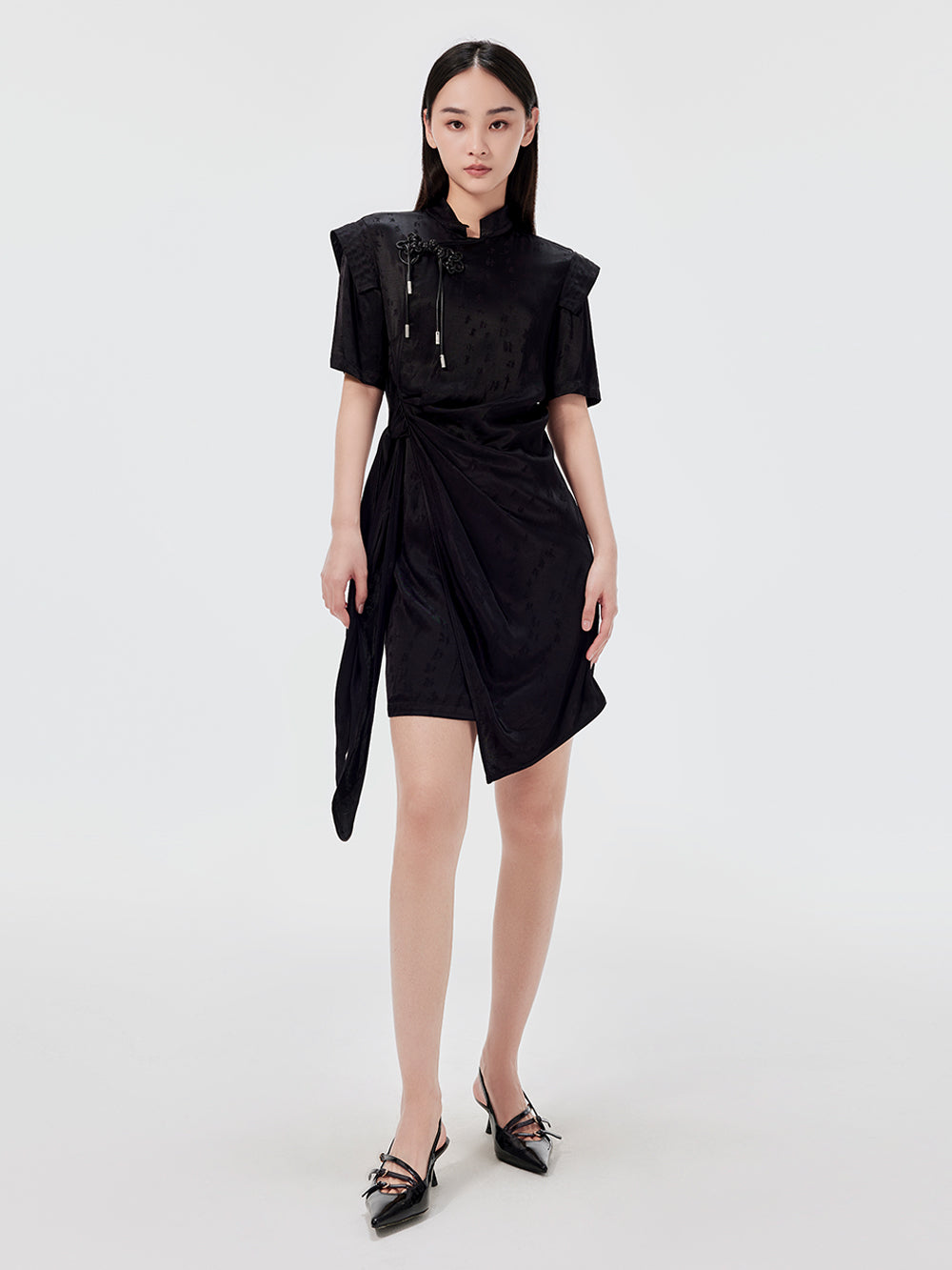 MUKZIN Retro Printed Waist Design Cheongsam Dress