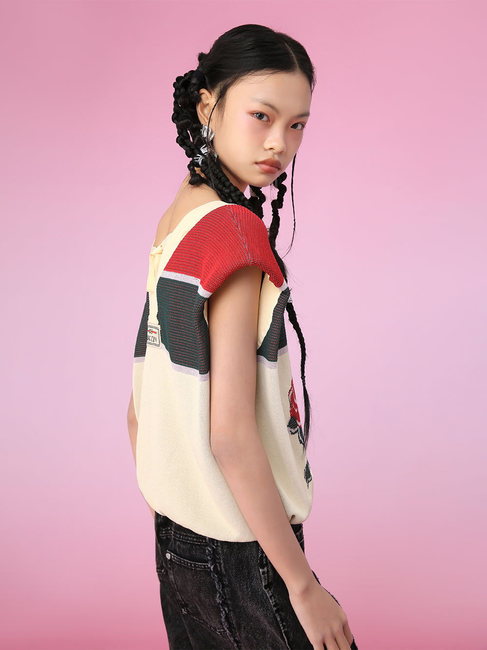 MUKZIN Stitching Color Matching Retro Style Printed Casual Vest