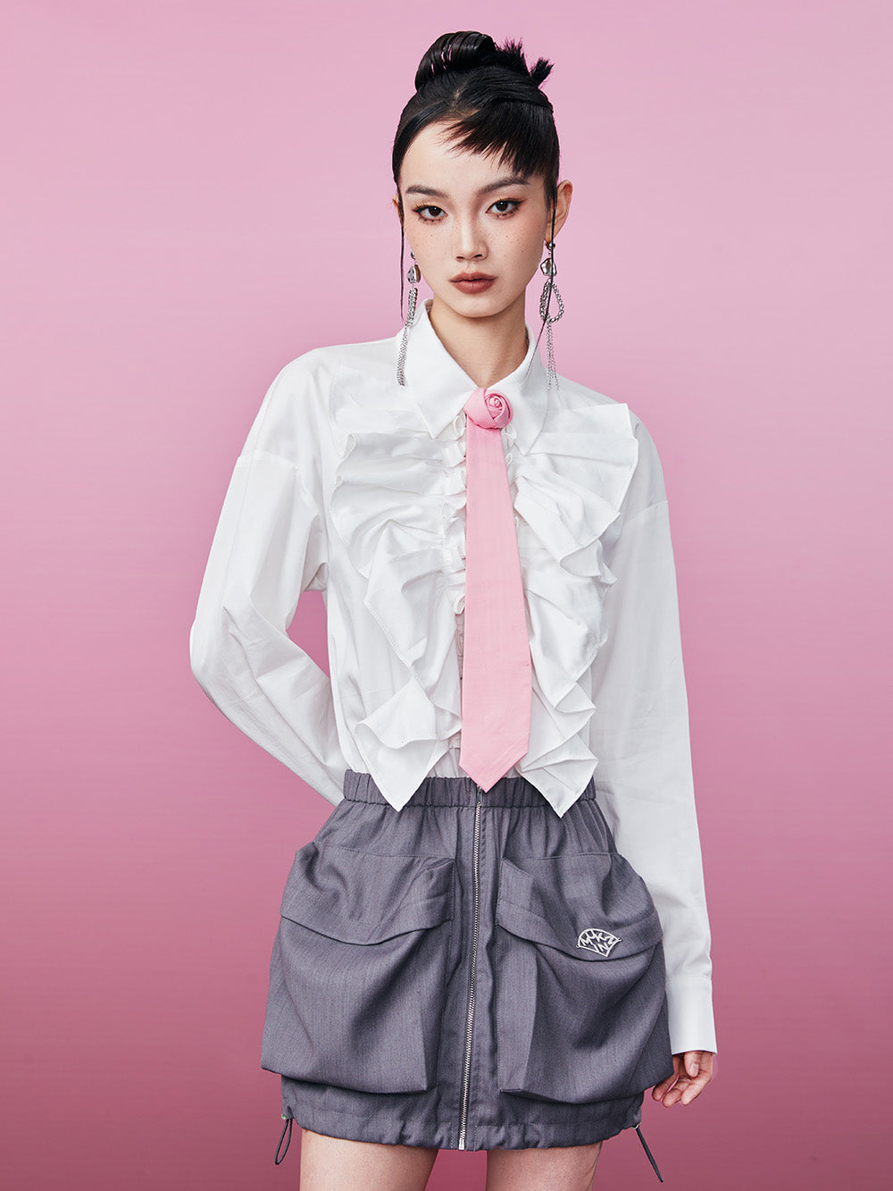 MUKZIN New Sweet Style White Simple Shirt