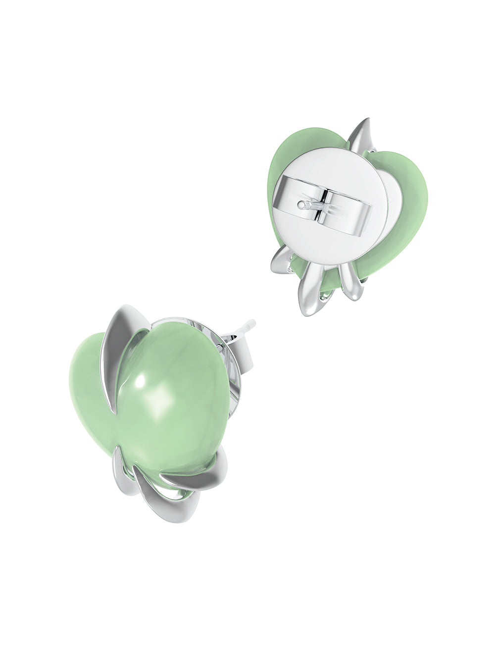 MUKTANK x Mandarin Zan Club Luminescent Gemstone Dragon Claw Heart Stud Earrings