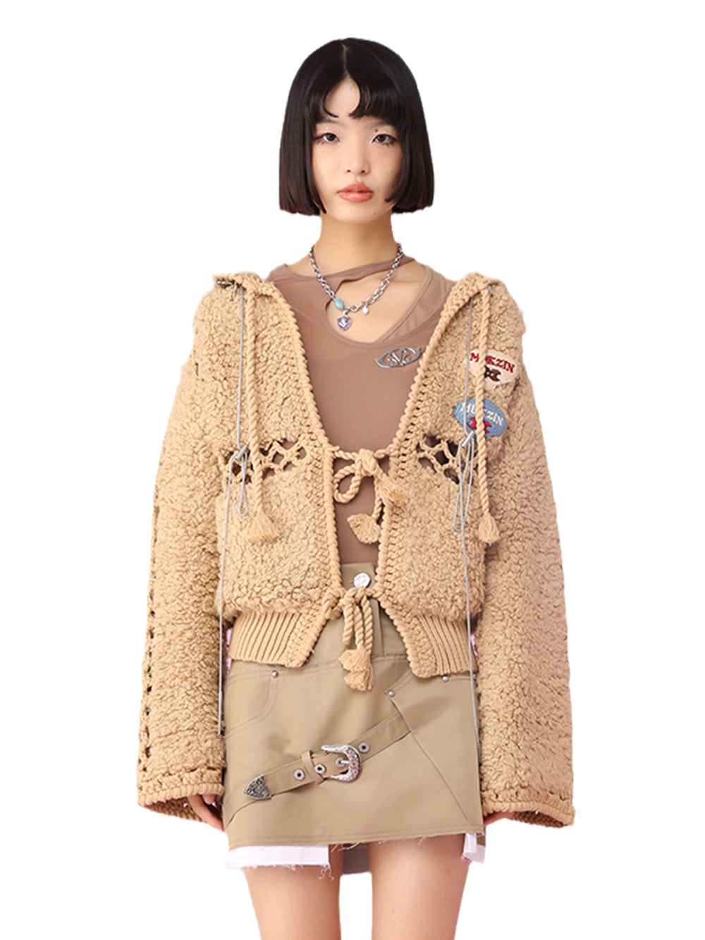MUKZIN Hollow Design Khaki Popular All-match Cardigan