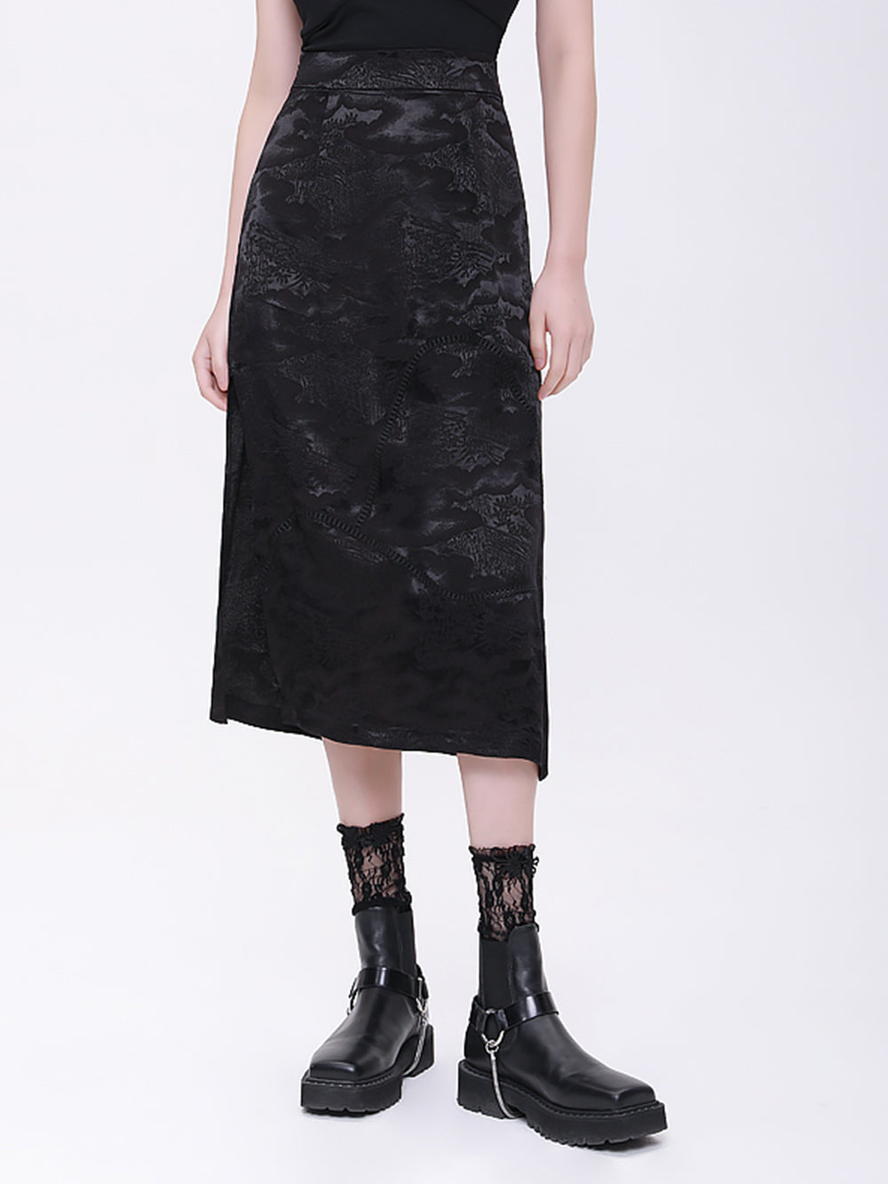 MUKTANK×CUUDICLAB Silk Hollowed-out Skirts