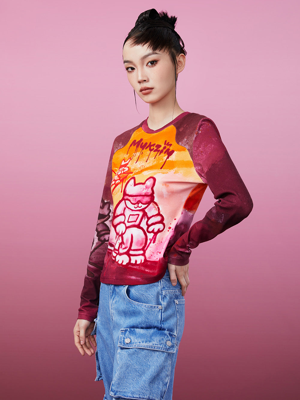 MUKZIN Slim Fit Printed Retro Original Classic Bottoming Shirt