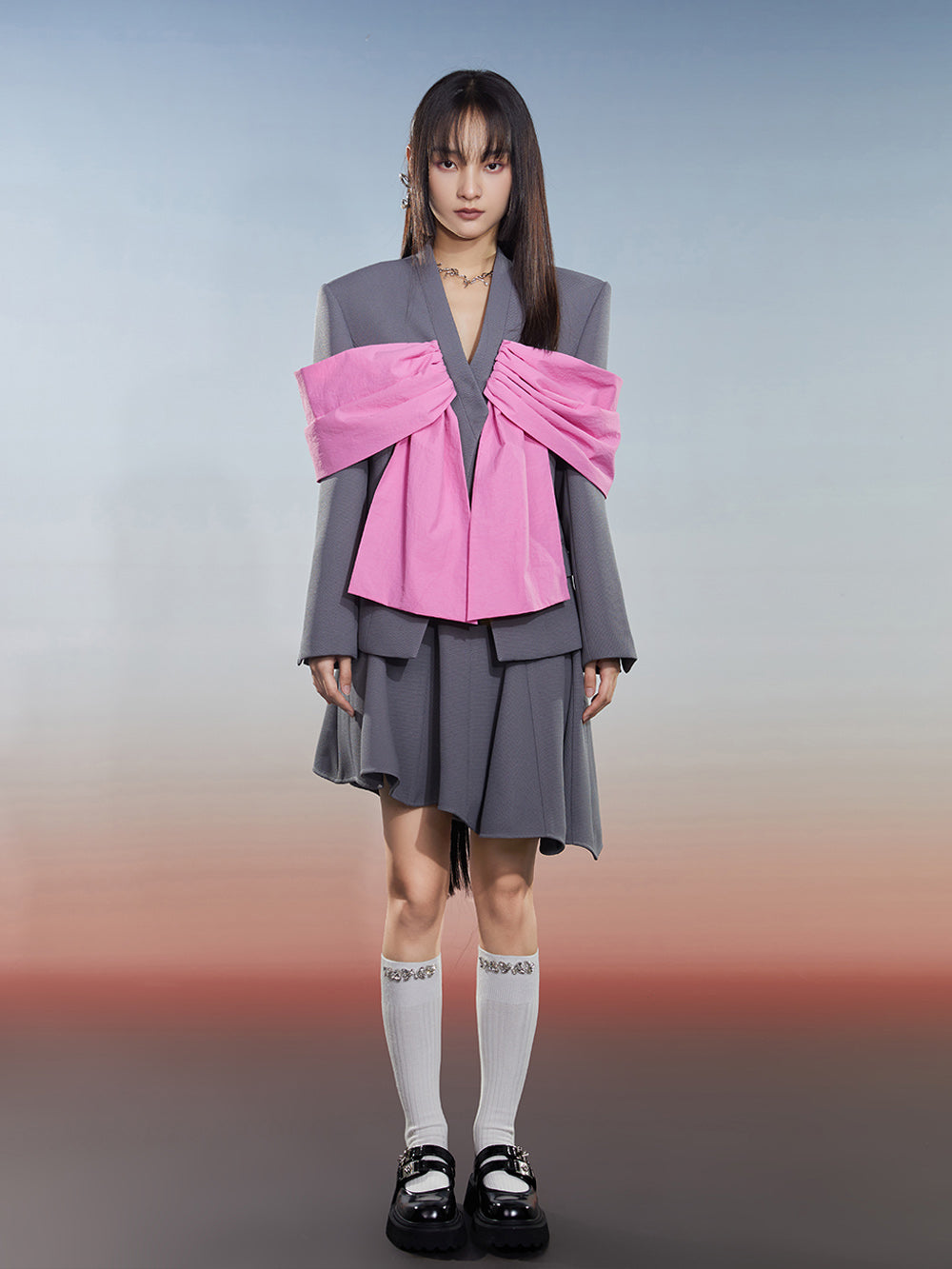 MUKZIN Gray Versatile Slim Fashion Irregular Skirt