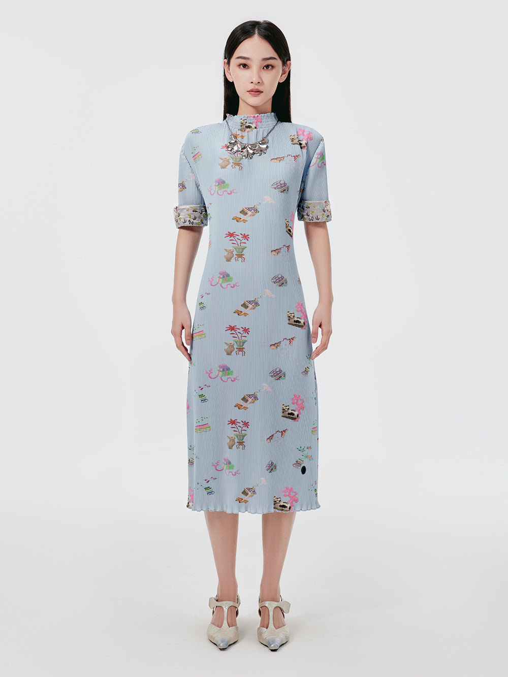 MUKZIN Printed Short-sleeved Cheongsam Qi Pao