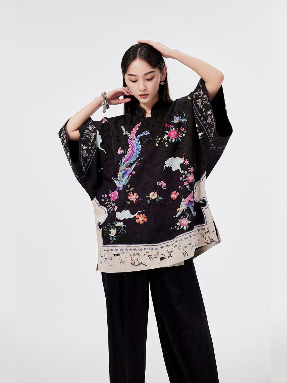 MUKZIN Animal Print Cheongsam Shirt